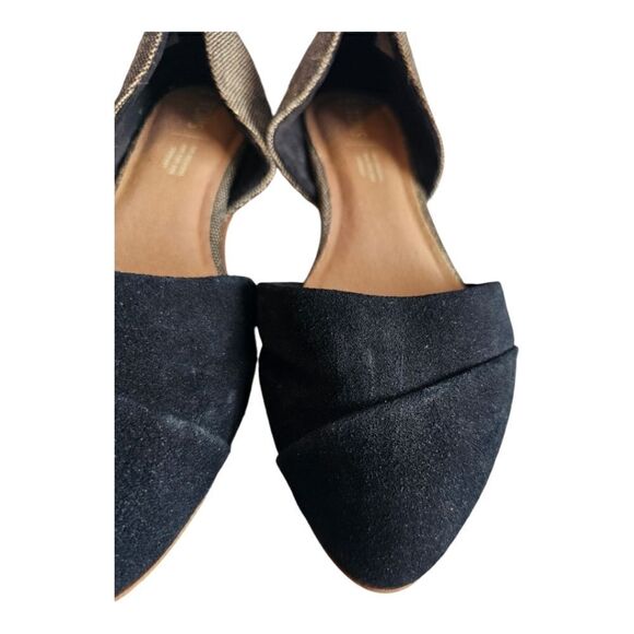 TOMS Jutti D'Orsay Black Suede Metallic Woven Flats - Size 9 1/2 - Picture 6 of 8